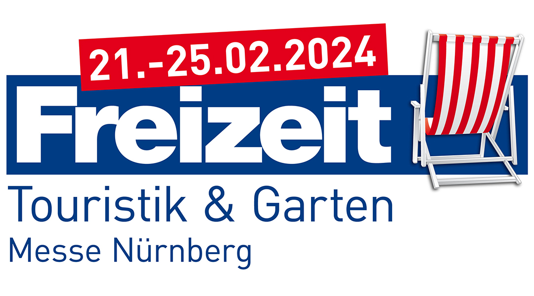 Logo Freizeitmesse Nürnberg mit Schriftzug 21.-25.02.2024