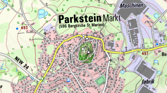 Digitale topographische Karte im Maßstab 1:25 000 in Farbe im Bereich von Parkstein